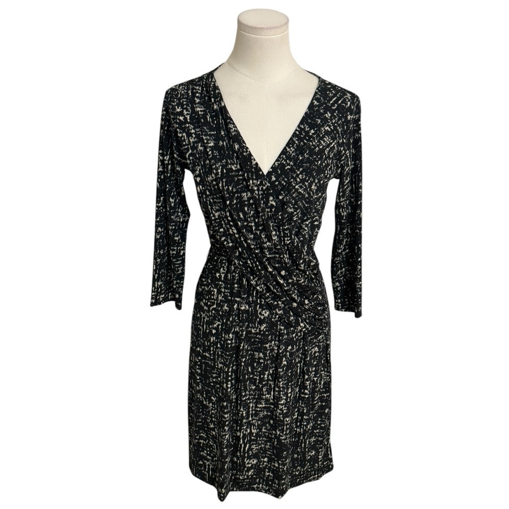 HALE BOB Faux Wrap Midi Dress Black White Size XS Party Work Date Night Vacation